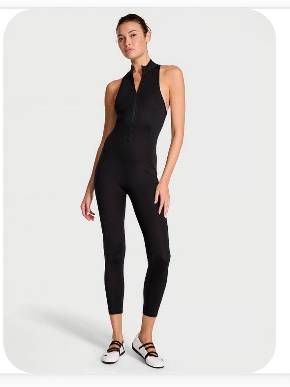 VSX Black High-Neck Zip-Front Active Jumpsuit